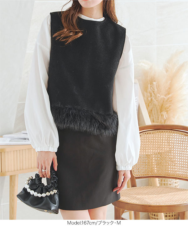 UTAA ゴルフ ウェア トップス ノースリーブ ベスト ファー秋冬 ゴルフ レディース UTAA ファーベスト ジャケット ベスト◾️ブラック