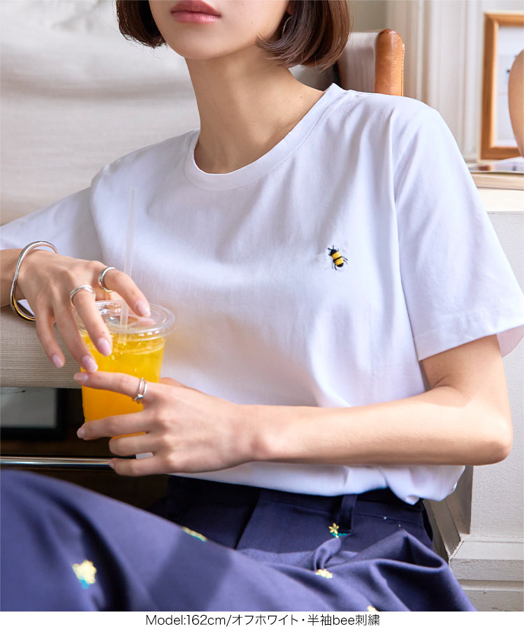 パール 選べる3タイプデザインTシャツ レディース 20代 30代 40代 Tシャツ ティーシャツ 綿 コットン C7150