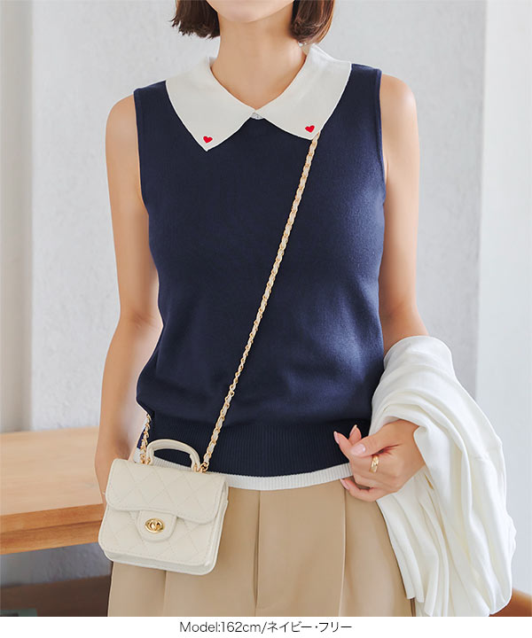 LEONARD トランペット刺繍 ノースリーブセーター LEONARD トランペット刺繍 ノースリーブセーター LEONARD トランペット