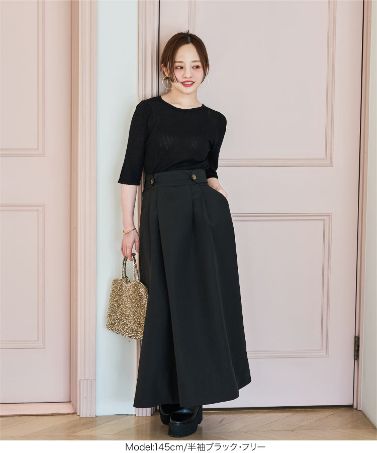 低身長 田中亜希子さんコラボ クルーネックシアーリブニットトップス レディース 20代 30代 40代 C7339