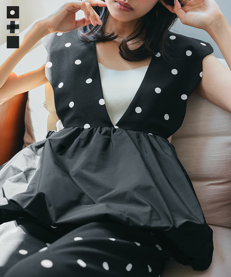fiolily 山本月 スパークリングペプラムスリーブレストップス