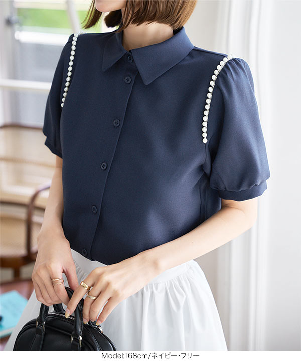 【極美品】Rene ルネ パフスリーブ 半袖ブラウス ネイビー38 René（シャツ/ブラウス(半袖/袖なし)）のフリマアイテム一覧