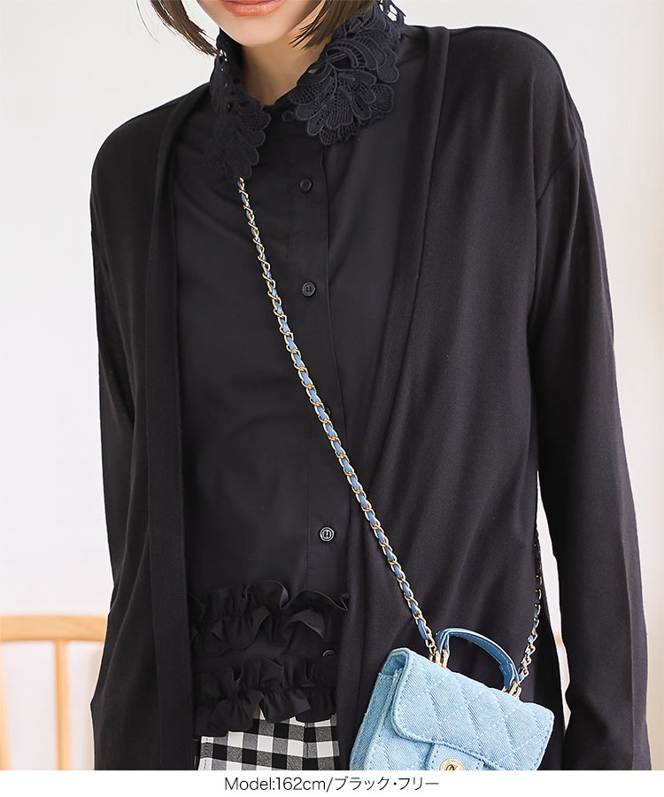 衿 襟レースフリルヘムノースリーブブラウス レディース 20代 30代 40代 裾フリル ブラウス トップス プルオーバー 襟 C7541