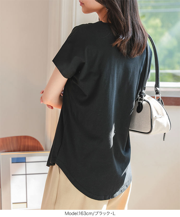 ベーシック MLXL汗じみ防止 UVカット ポケット付きVネックTシャツ レディース 20代 30代 40代 Tシャツ C7575