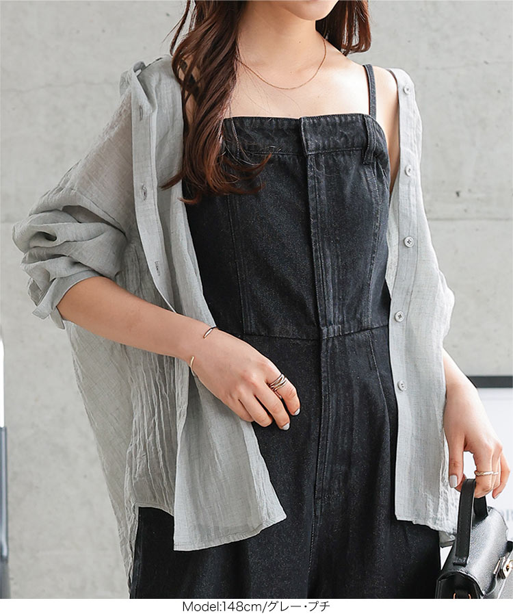 小柄 Petitle プチレ シアーガーゼロングシャツパーカー レディース 20代 30代 40代 低身長サイズ C7607