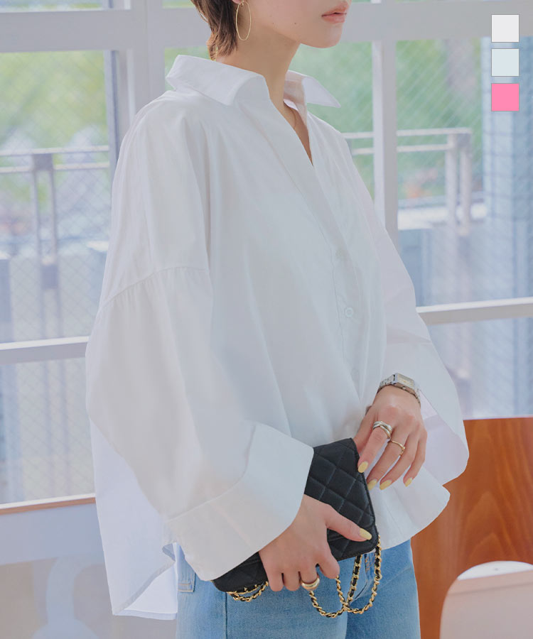 ワイドスリーブ ワイドスリーブブラウス レディース 20代 30代 40代 ブラウス シャツ Aライン フレアスリーブ C7758