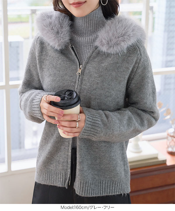 【美品】BABY ファー襟付きカーディガン GAP（ギャップ） カーディガン フェイクファー 襟付きカーディガン