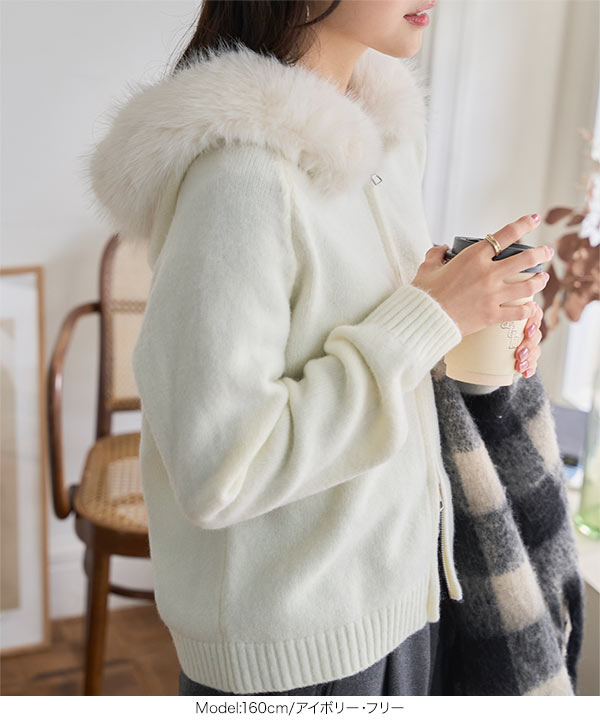 新品スーパービューティー40グレー ニットファーカーディガン 40 新品スーパービューティー40グレー ニットファーカーディガン 40