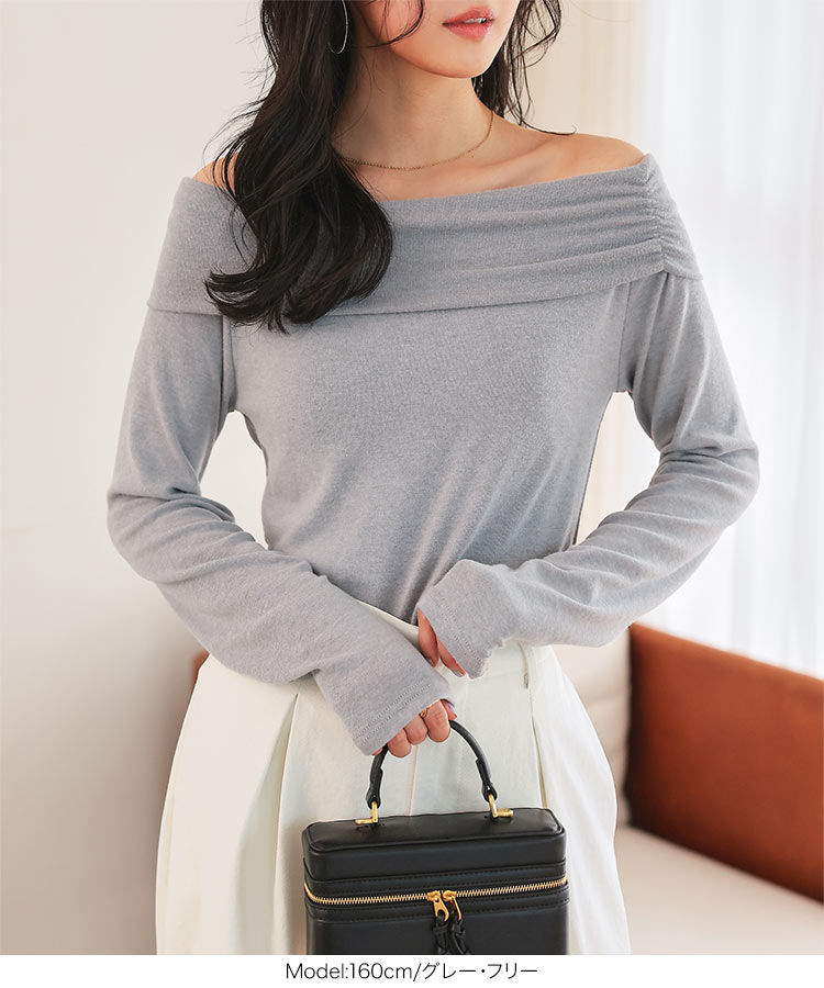 ロンティー オフショルロンT レディース 20代 30代 40代 カットソー Tシャツ ティーシャツ 長袖 ロングスリーブ ロンT C7796