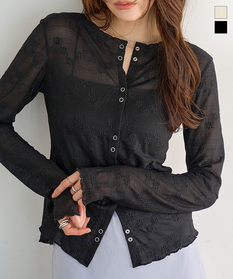 シアーカーデ メロウレースカーディガン レディース 20代 30代 40代 春カーデ 羽織り C7798