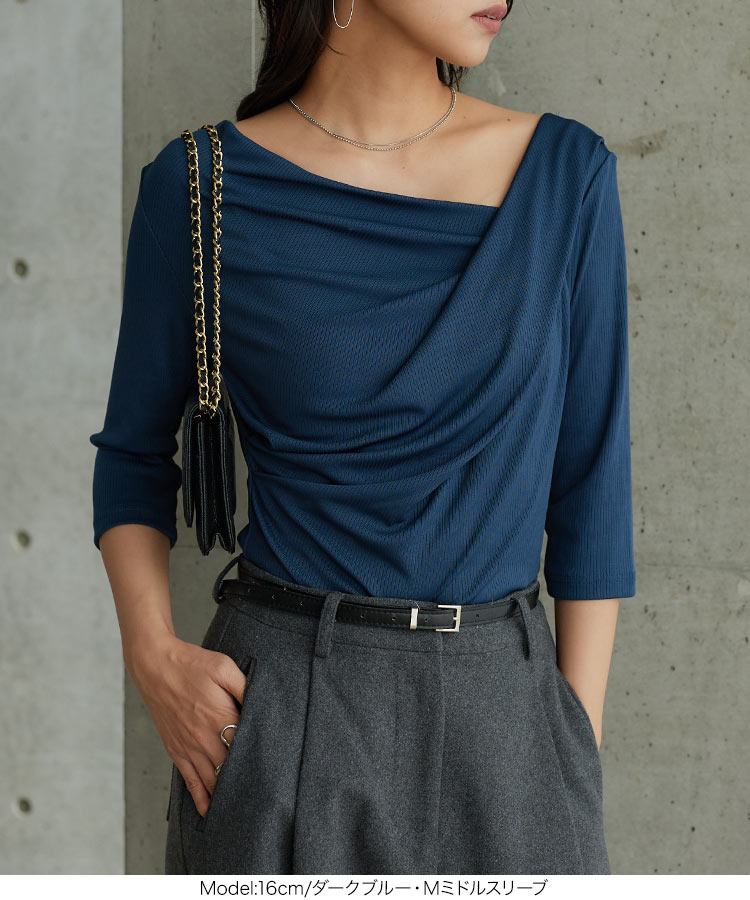 ドレープ ドレープトップス C7771 レディース トップス 半袖 長袖 Tシャツ カットソー ブラウス オフィスカジュアル C7834