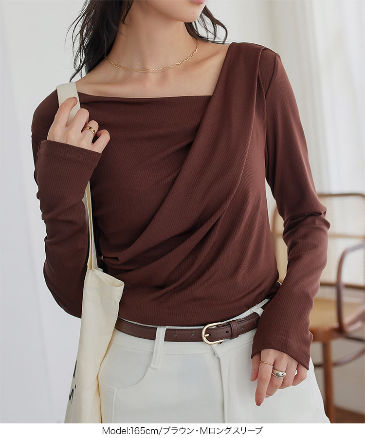 ドレープ ドレープトップス C7771 レディース トップス 半袖 長袖 Tシャツ カットソー ブラウス オフィスカジュアル C7834
