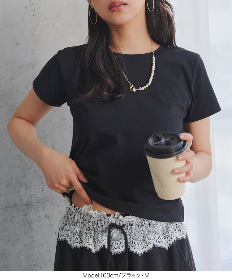 接触冷感 接触冷感 MLXLミニTシャツ レディース ミニT ベーシック Tシャツ コンパクト 短丈 半袖 丸首 C7912