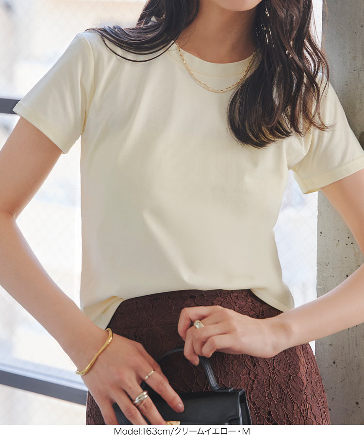 接触冷感 接触冷感 MLXLミニTシャツ レディース ミニT ベーシック Tシャツ コンパクト 短丈 半袖 丸首 C7912