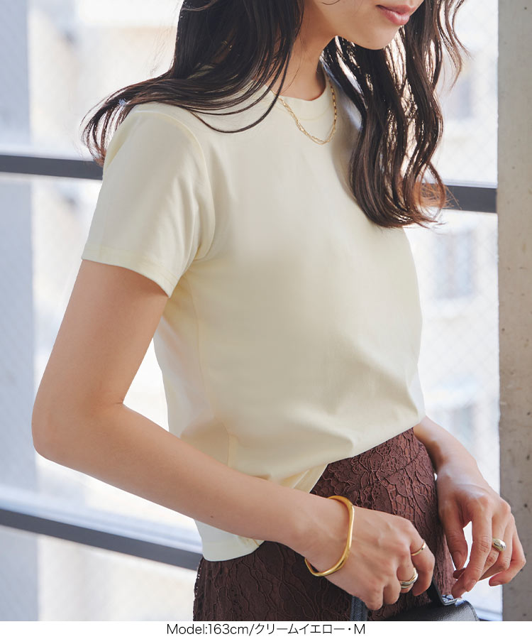 接触冷感 接触冷感 MLXLミニTシャツ レディース ミニT ベーシック Tシャツ コンパクト 短丈 半袖 丸首 C7912