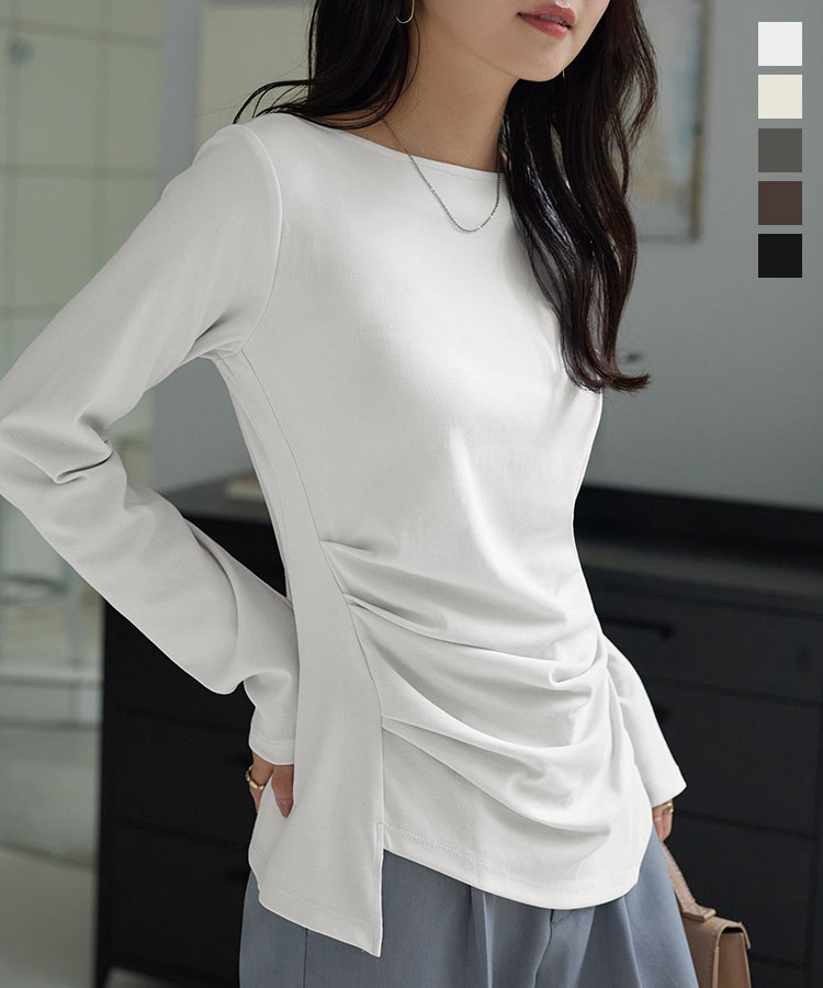 Tシャツ オイル加工・UVカット選べるドレープトップス レディース 20代 30代 40代 C7889 カットソー C8063