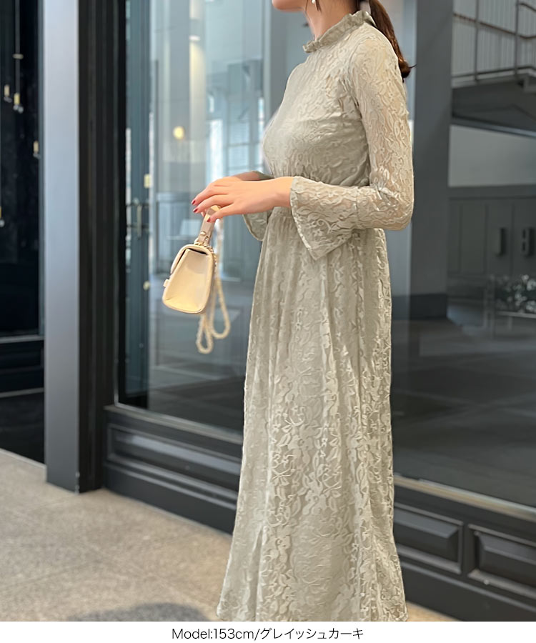 オケージョン ［プチレタス］インナーつき総レースオケージョンフレアワンピース レディース ワンピ 低身長 E3221