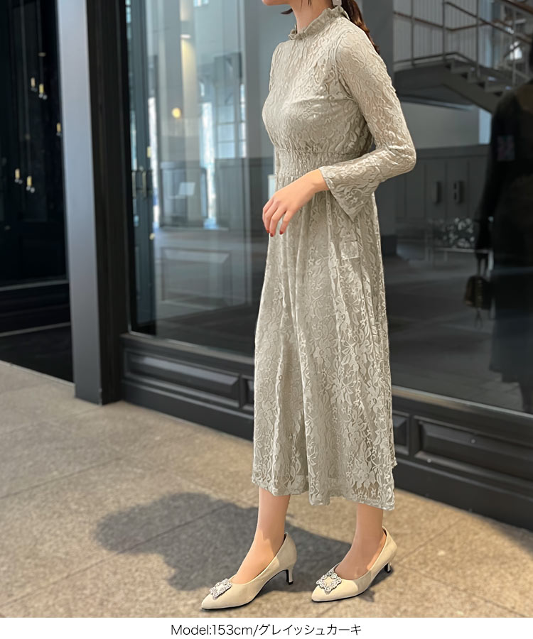 オケージョン ［プチレタス］インナーつき総レースオケージョンフレアワンピース レディース ワンピ 低身長 E3221