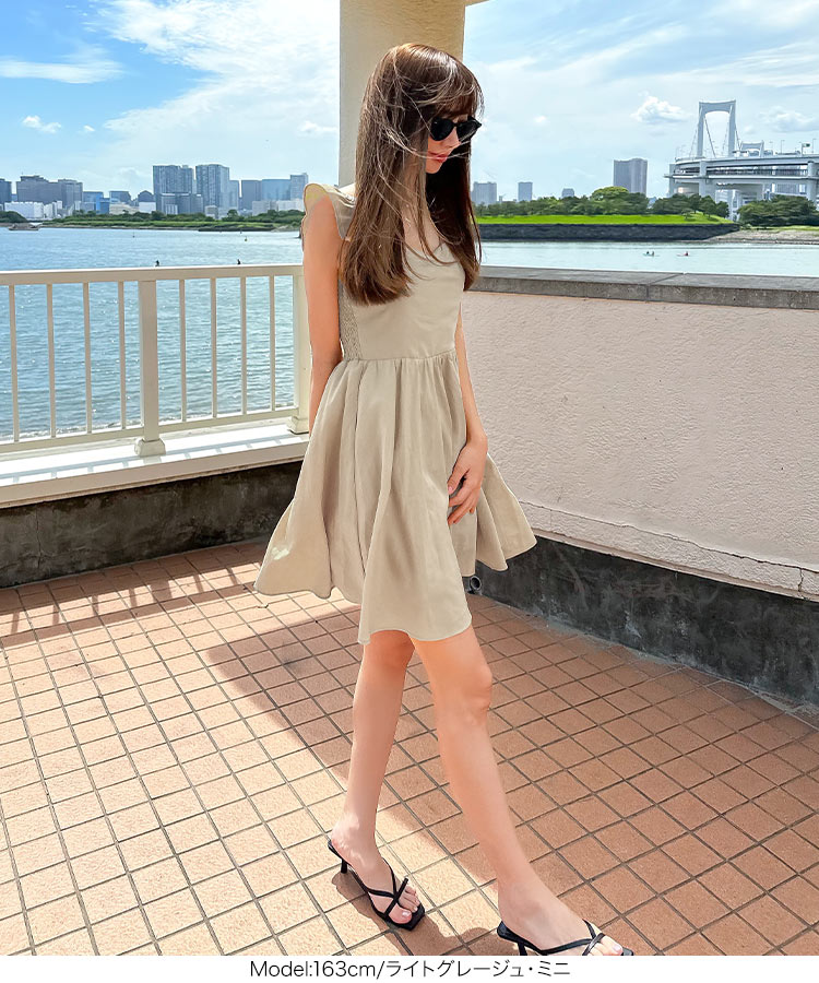 オフショル 岡部あゆみさんコラボ マルチwayカシュクールワンピース リゾート リネンライク オフショルダー E3304