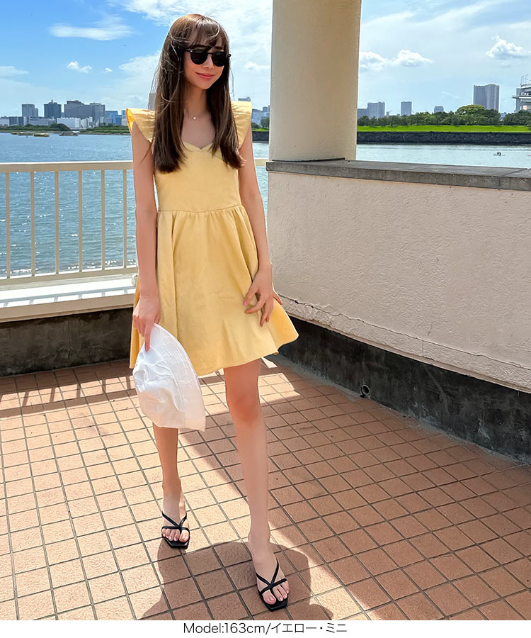 オフショル 岡部あゆみさんコラボ マルチwayカシュクールワンピース リゾート リネンライク オフショルダー E3304
