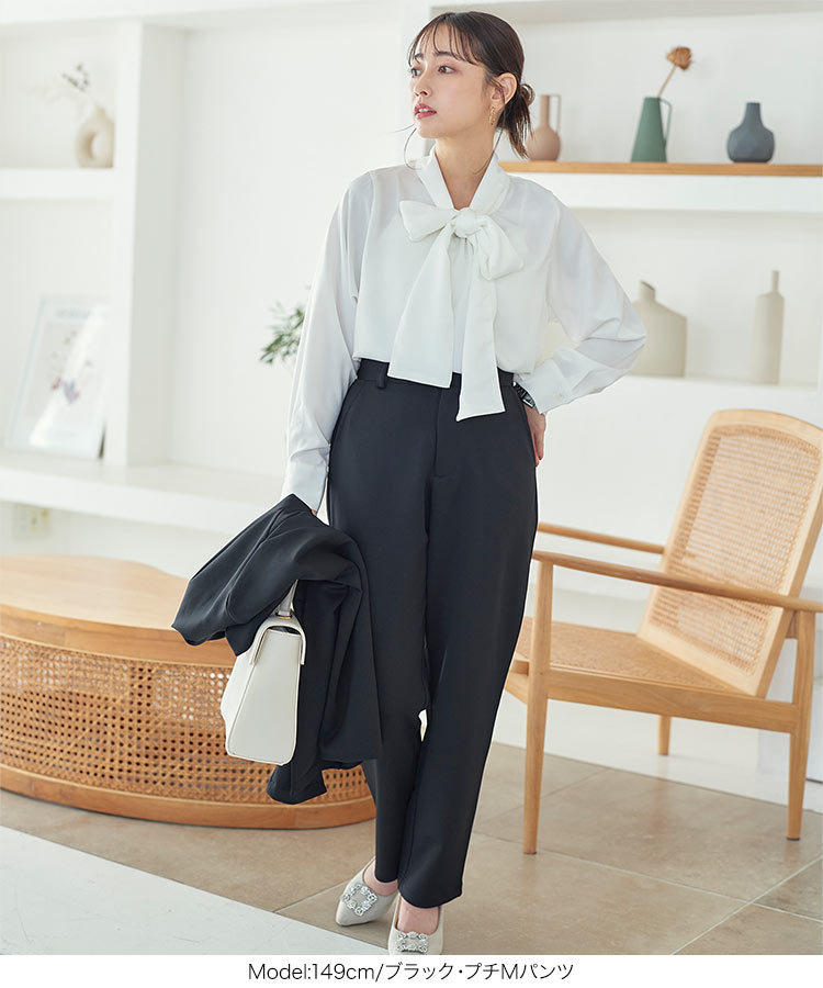 学校行事 プチレタス ペプラムジャケットセットアップ レディース オフィスカジュアル 小柄 低身長 プチサイズ E3329