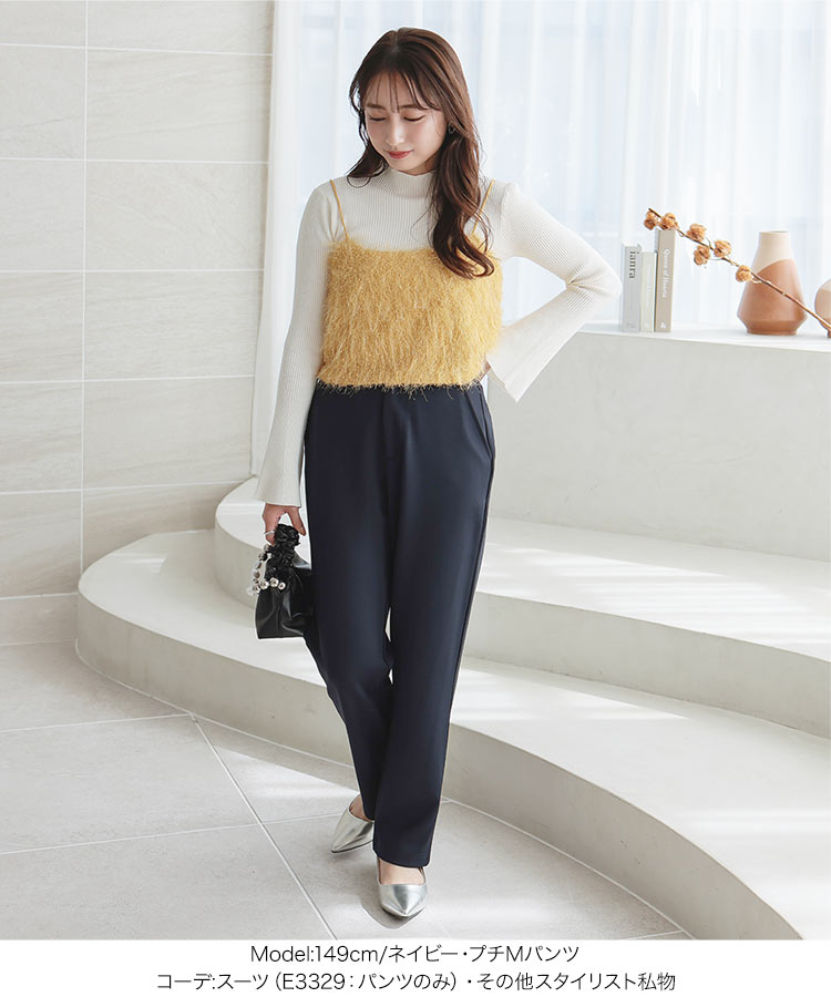 学校行事 プチレタス ペプラムジャケットセットアップ レディース オフィスカジュアル 小柄 低身長 プチサイズ E3329