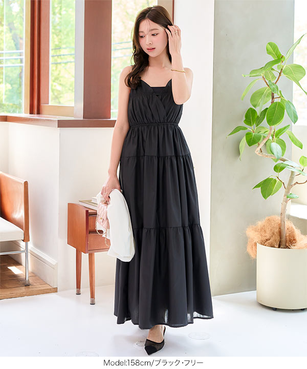 キャミソール ワンピース ティアード Uネック ピンク ロング JU5602EW03907_fw_thumbM.jpg