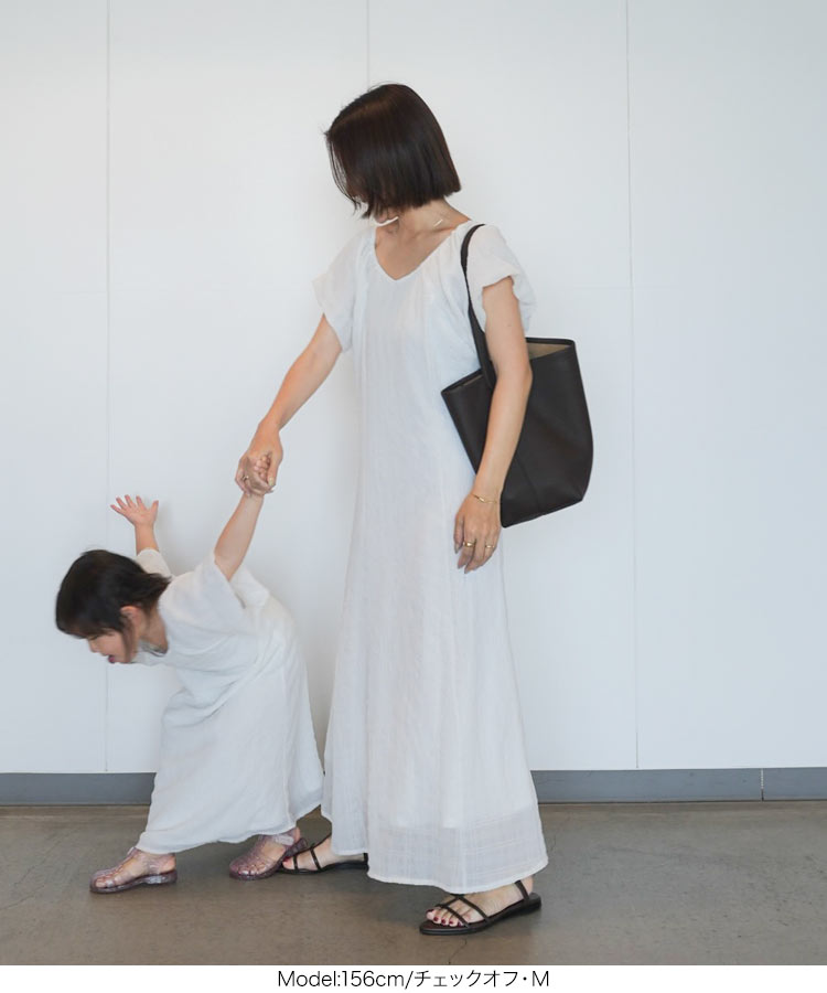 おでかけ yuiさんコラボ 前後2wayパフスリーブワンピース レディース 20代 30代 40代 ママ プライベート 休日 E3549