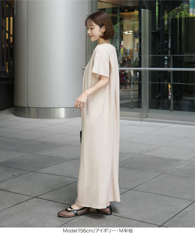 レディース mayuさんコラボ タックノースリーブワンピース まゆ マユ マタニティ 授乳 E3551