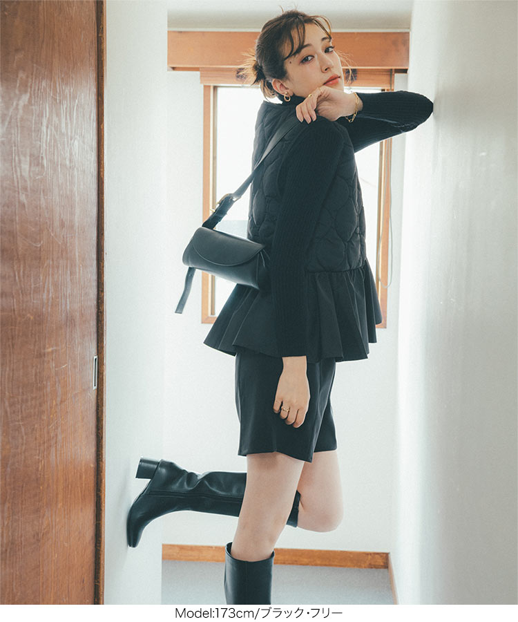 キルト ペプラムキルティングベスト レディース アウター ペプラム ベスト ジレ キルティング K1252