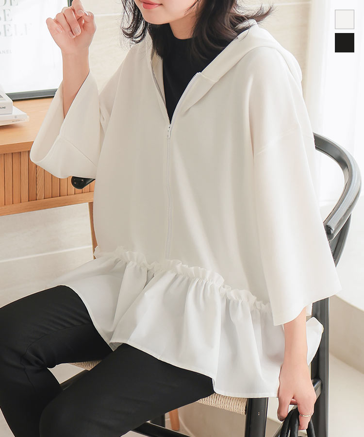 フリルスウェットパーカー / LL25OPK01 WHITE | lattelatte