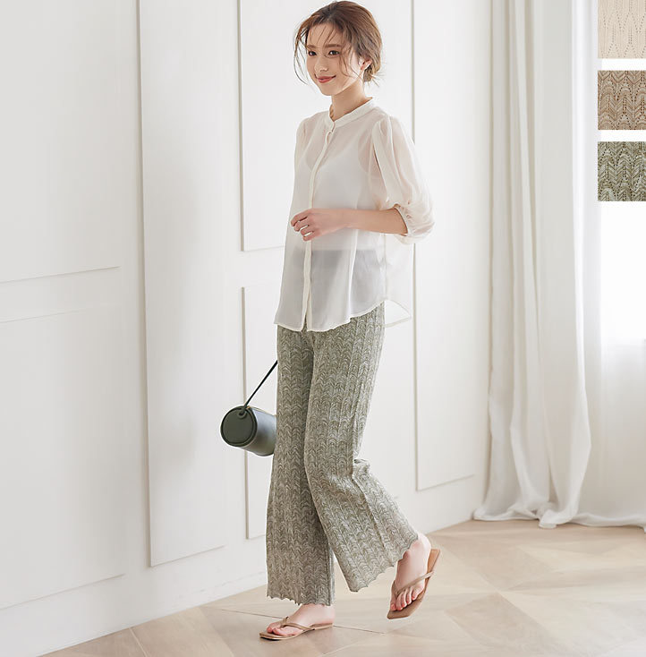 ルーズ ニット ワイドパンツ 3色 リラックスパンツ 秋冬 cr6924 AZUL BY MOUSSY | ニットワイドパンツ (パンツ ) |SHEL'TTER
