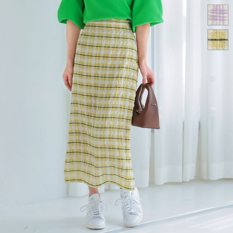 ESCADA チェック柄タイトスカート ゴールドボタン付き ベルト付きチェック柄タイトスカート （ミニ・ひざ丈スカート