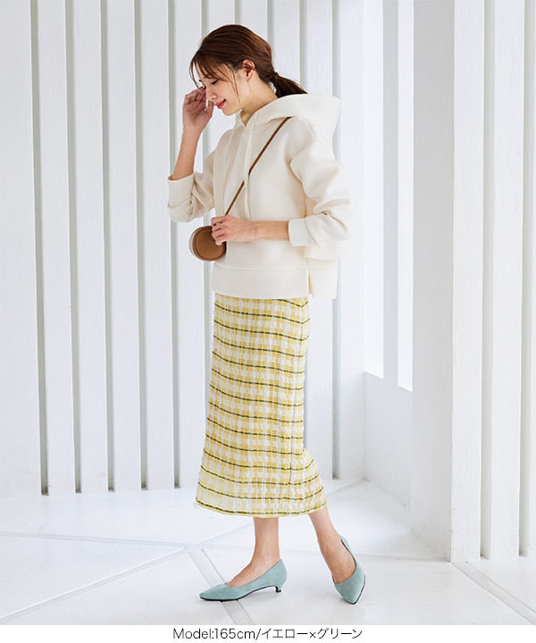 ESCADA チェック柄タイトスカート ゴールドボタン付き TRUDEA（トルディア）の「(日本製）ガンクラブチェック柄 ボタン