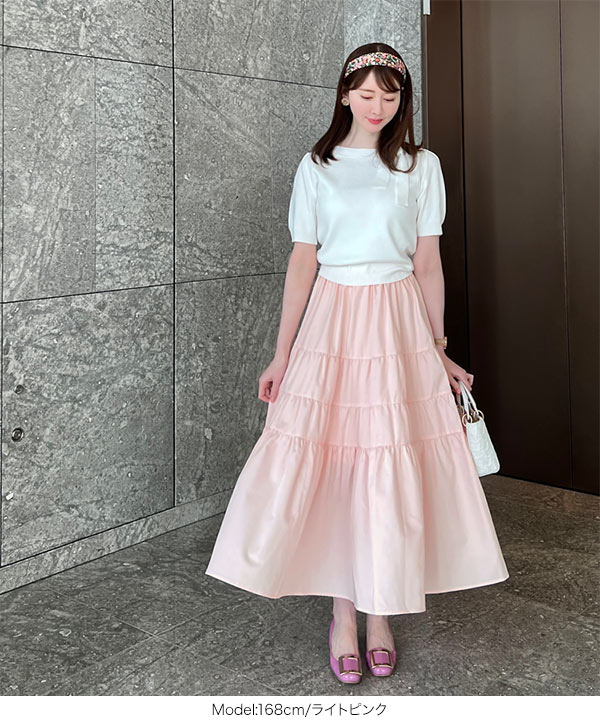 KOBE LETTUCE ayakoさんコラボ ランダムティアードスカート 春