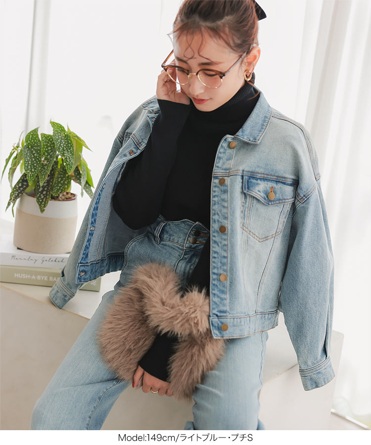 ストレッチ プチレタス ウエストスカラップロールアップデニムパンツ レディース 小さいサイズ 低身長 20代 30代 40代 M4064