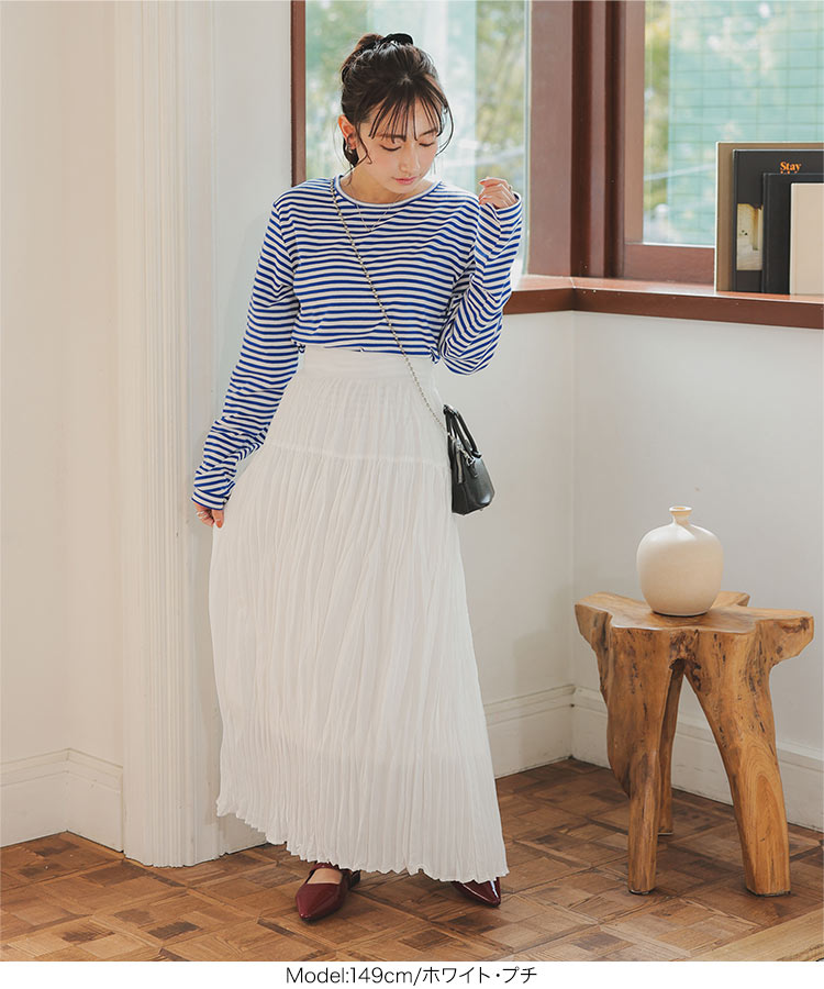 スカート Petitle プチレ ワッシャープリーツロングスカート レディース 20代 30代 40代 低身長サイズ ボトム M4167