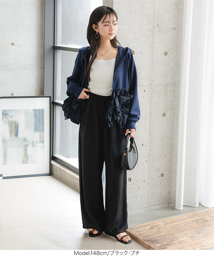 低身長サイズ Petitle プチレ とろみイージーパンツ レディース 20代 30代 40代 ボトム 低身長さん向け M4372