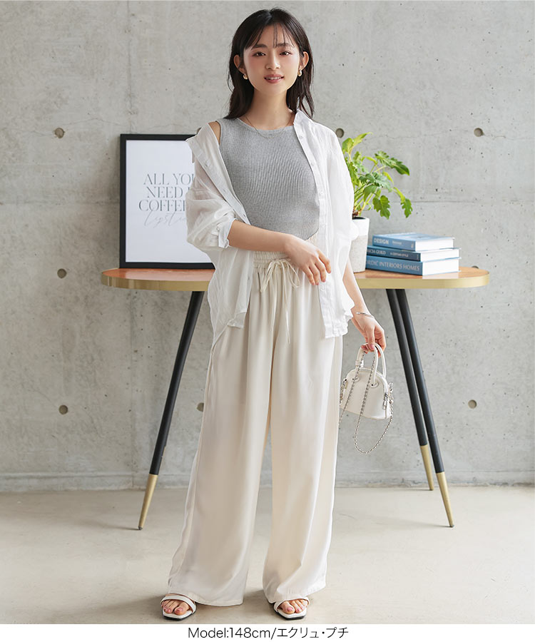 低身長サイズ Petitle プチレ とろみイージーパンツ レディース 20代 30代 40代 ボトム 低身長さん向け M4372