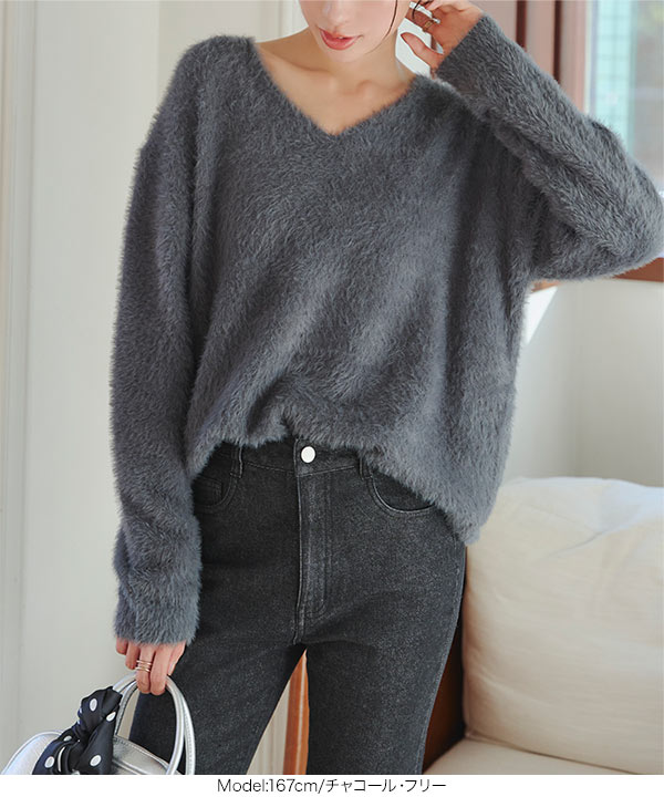 KOBE LETTUCE ニット トップス レディース Vネック シャギー 40