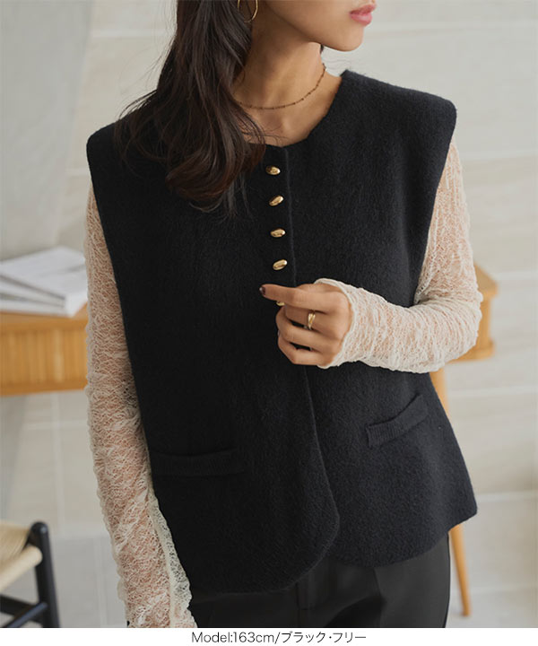 トップス Anita button knit tops beige Anita button knit tops