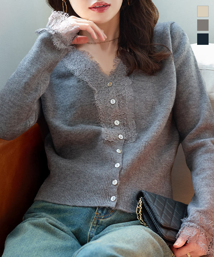 KOBE LETTUCE（神戸レタス） カーディガン レディース きれいめ ニット