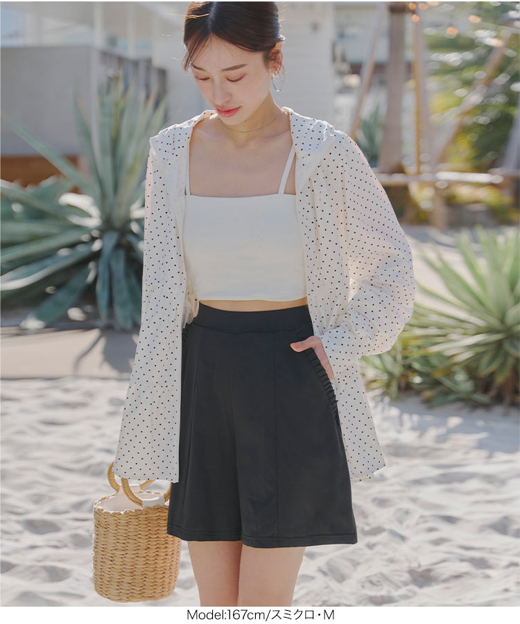 紫外線対策 ［ラッシュガード］フリルポケットショートパンツ レディース ボトムス ラッシュガード 水陸両用 紫外線 S194