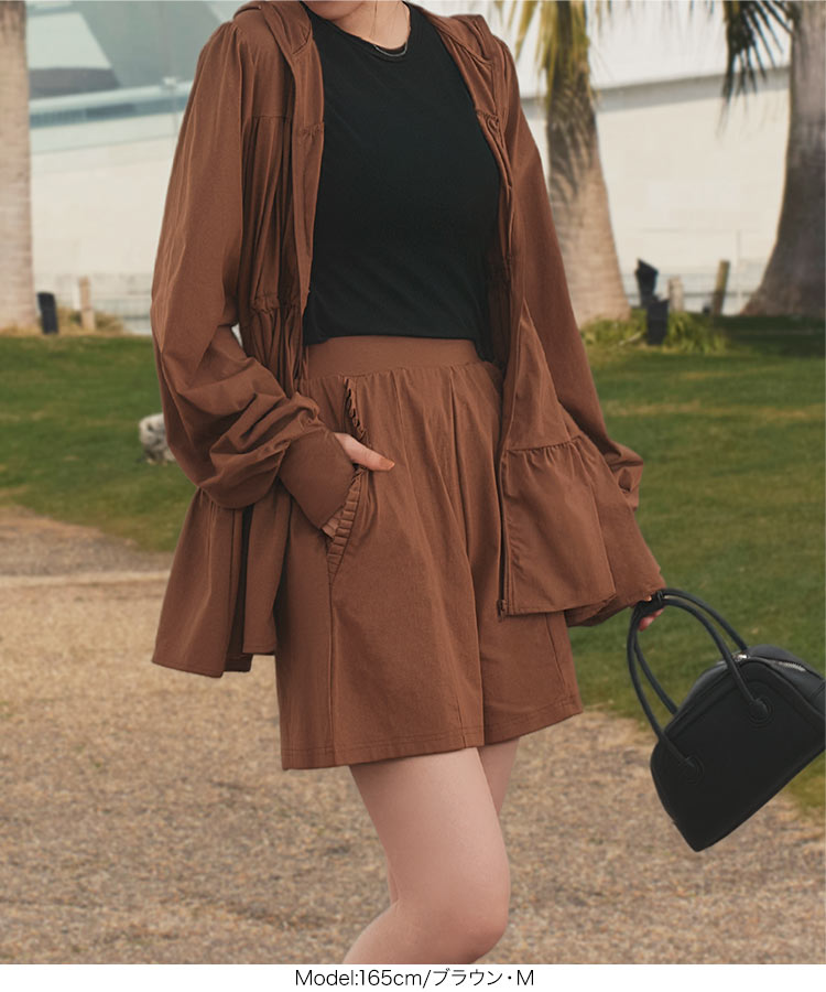 紫外線対策 ［ラッシュガード］フリルポケットショートパンツ レディース ボトムス ラッシュガード 水陸両用 紫外線 S194