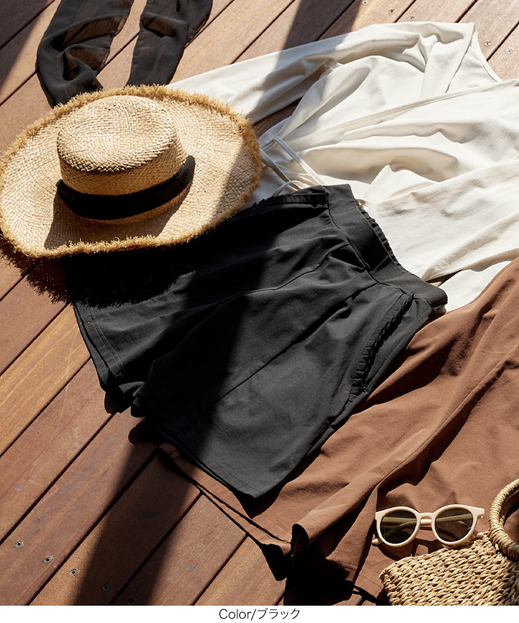 紫外線対策 ［ラッシュガード］フリルポケットショートパンツ レディース ボトムス ラッシュガード 水陸両用 紫外線 S194