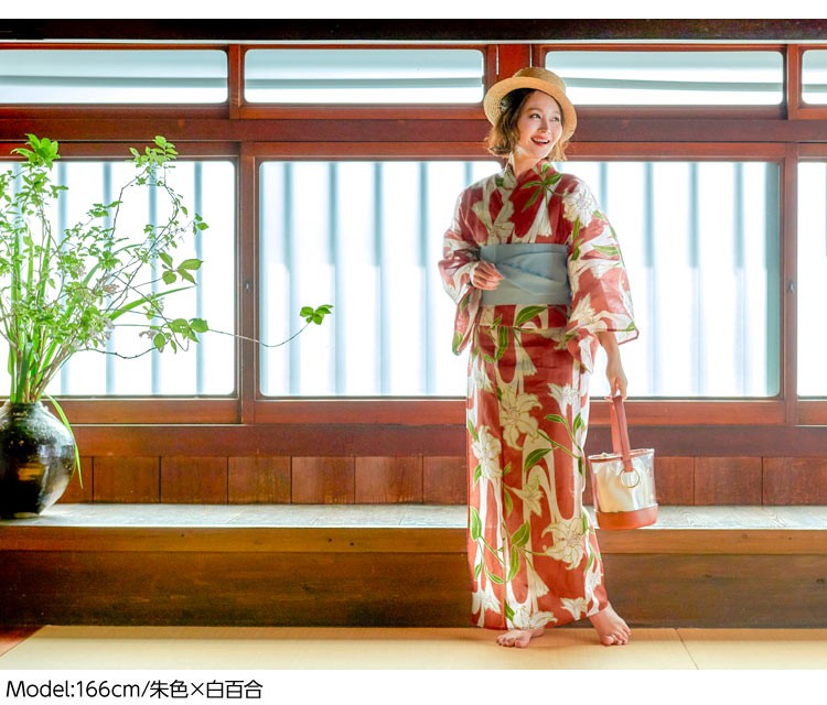 コットン 大人の浴衣＋作り帯セット レディース 女性 浴衣セット 帯 レトロ モダン 赤 紺 花柄 ストライプ 花火大会 X379