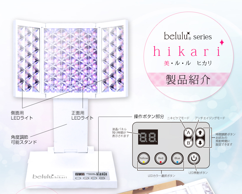 belulu 【美ルル ヒカリ】美顔器 シミ取り トータルケア 光美容器 赤色