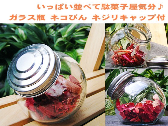 ガラス瓶 何を入れよう？ ネコびん ネジリキャップ付 : 京のこびん