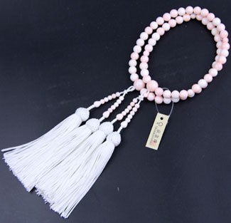 数珠 女性用 本珊瑚（ピンク）/二連仕立 無料修理保障付・送料無料