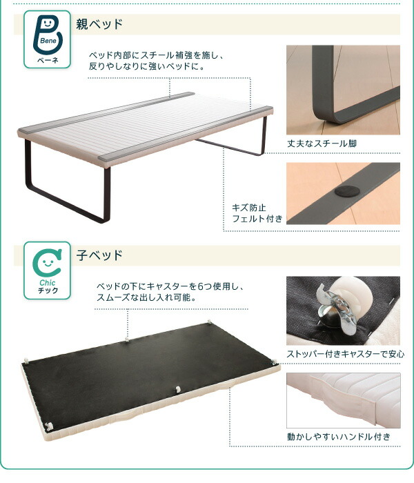 親子ベッド 薄型軽量ポケットコイルマットレス付き 下段ベッド シングル ショート丈_14
